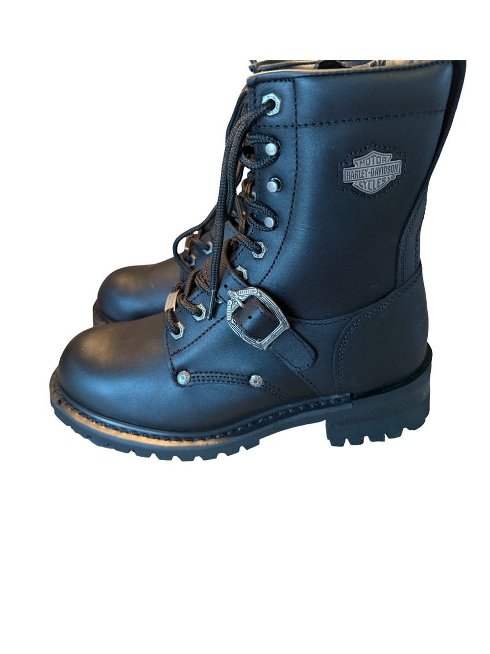 Harley Davidson Women’s Combat Style Lace Up Boots In Black Size 7 - Picture 2 of 8